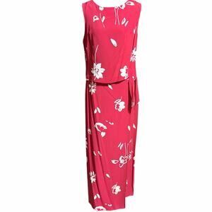Vintage Totonko 2 piece top 10 and skirt 8 set red tropical print USA made beach